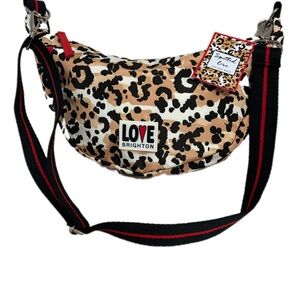 Brighton NWT Spotted Love Swing Bag in a leopard print pattern.